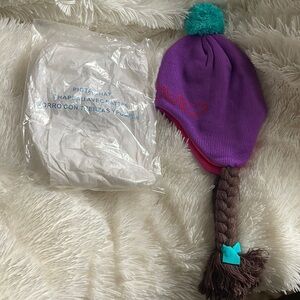 Pigtails Purple Fleece Beanie Hat